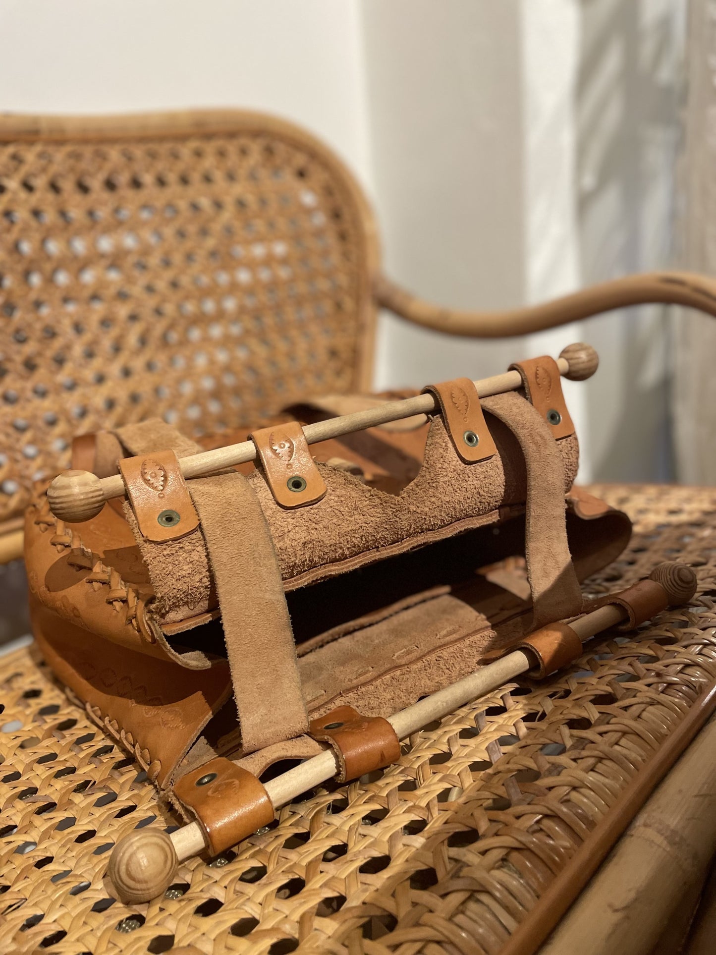 Skinnväska vintage - Handgjord