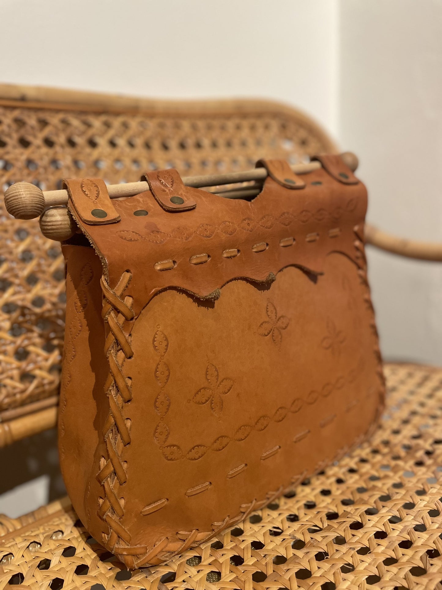 Skinnväska vintage - Handgjord