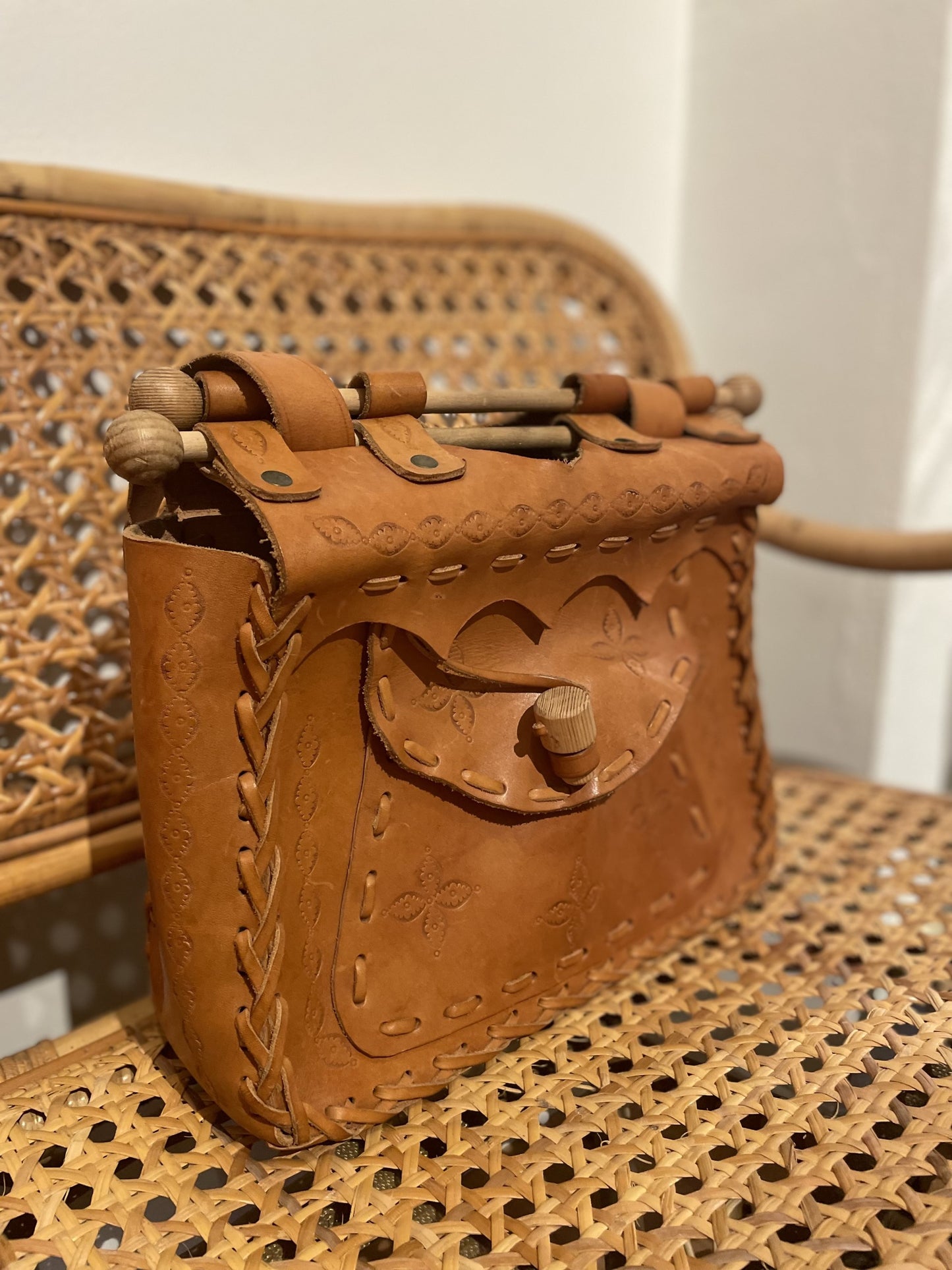 Skinnväska vintage - Handgjord