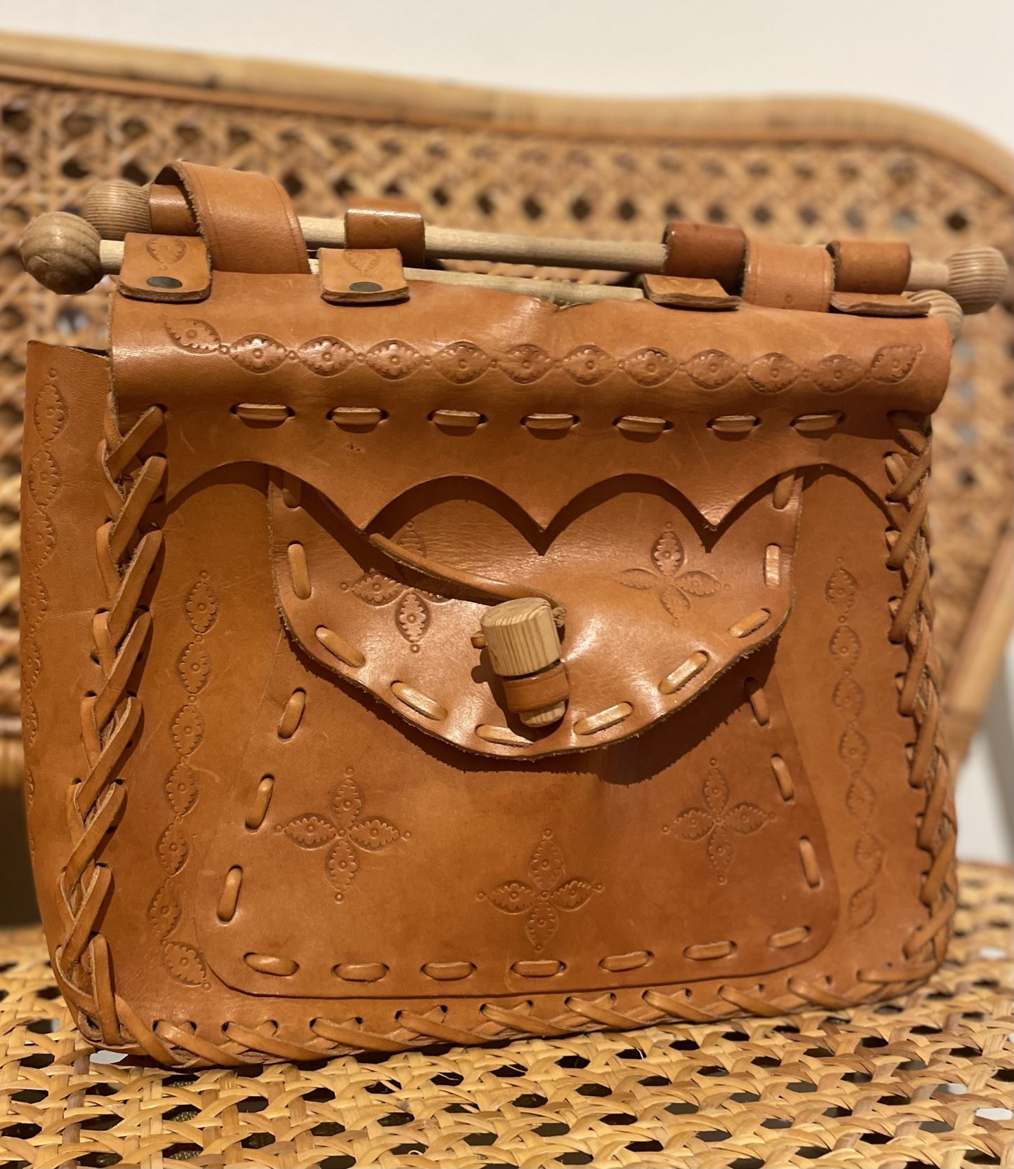 Skinnväska vintage - Handgjord